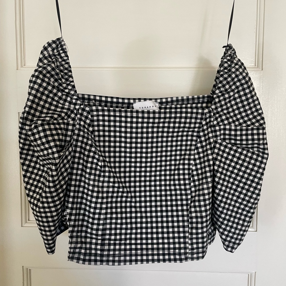 top shop shirt black/white checkered top size 10